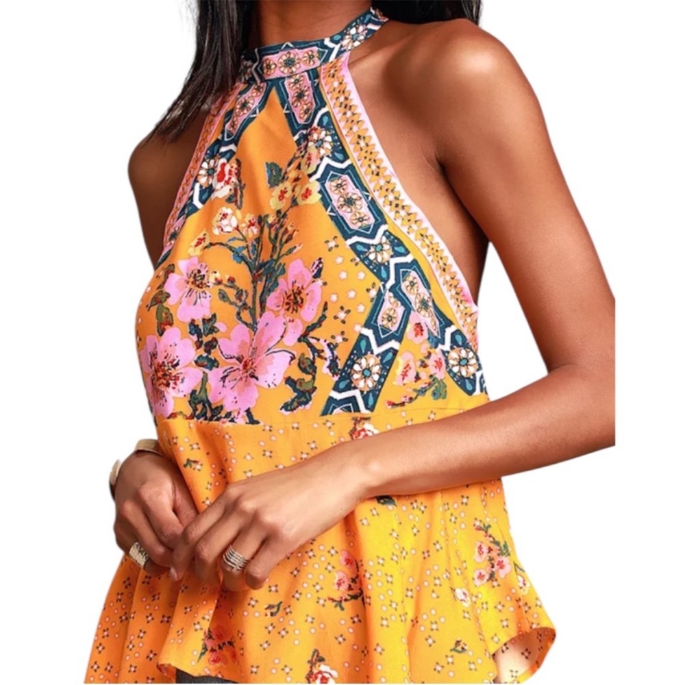 Free People Floral Halter Top